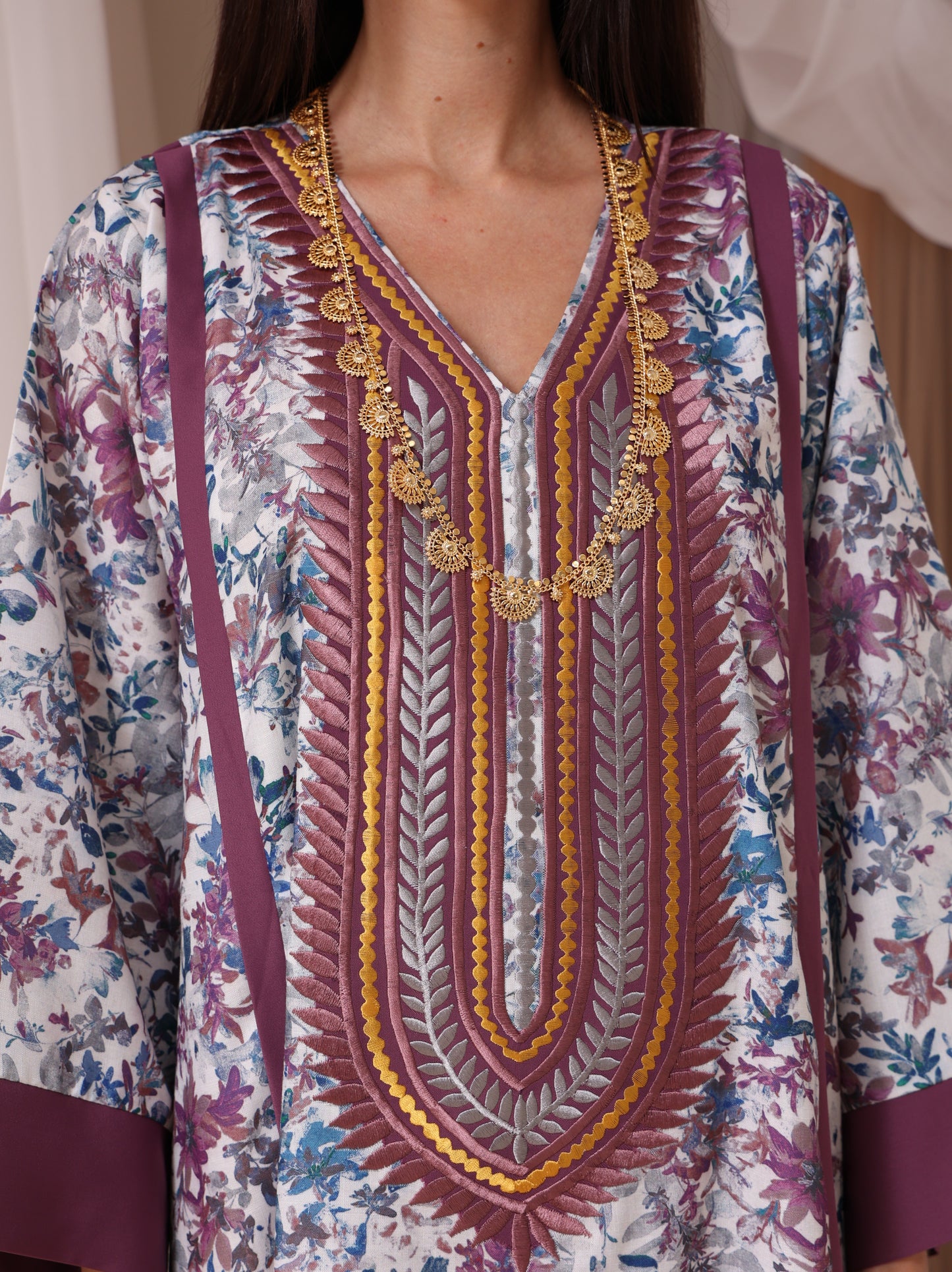 Plum & Slate Floral Kaftan