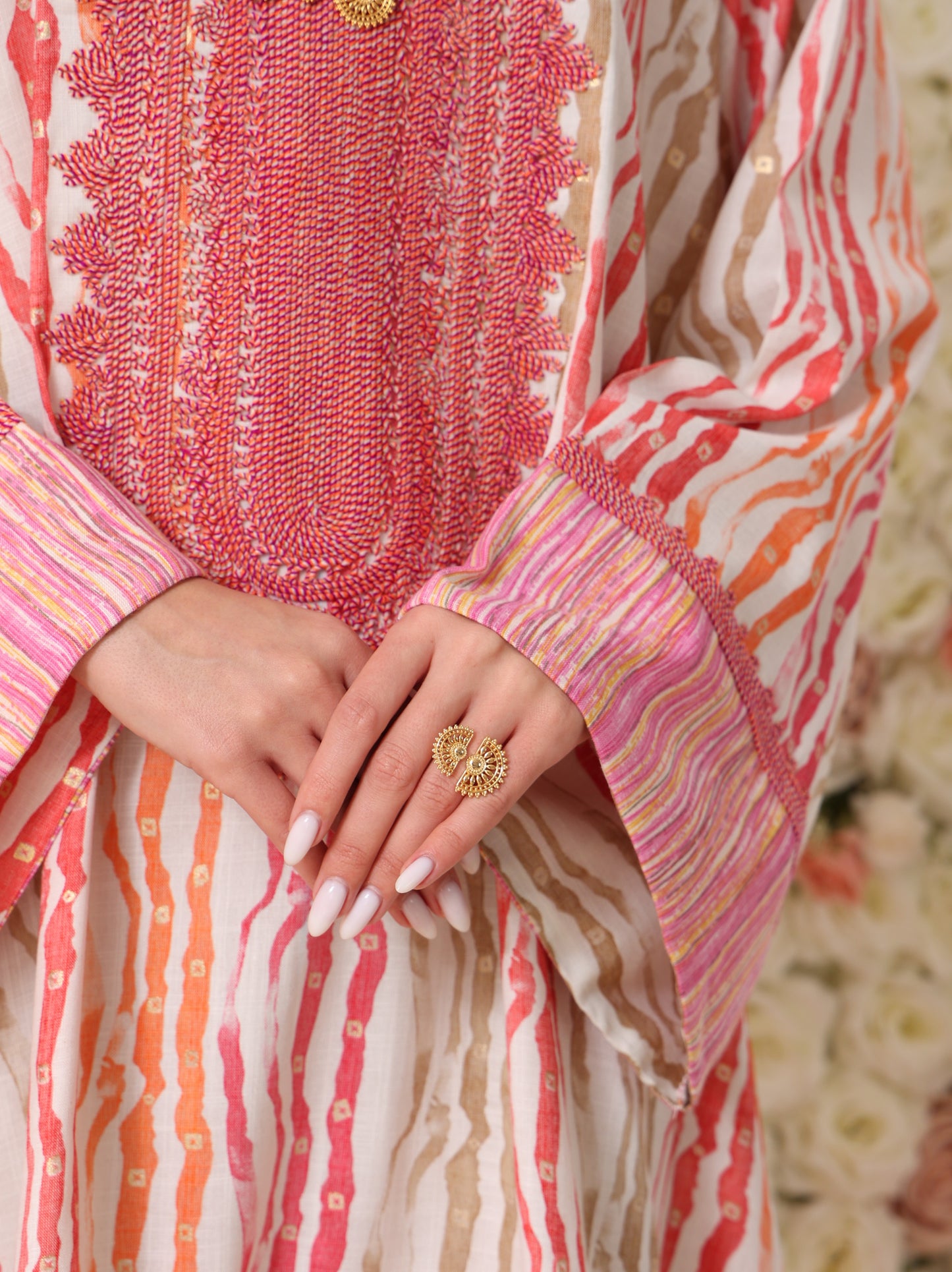 Rose & Apricot Stripe Kaftan