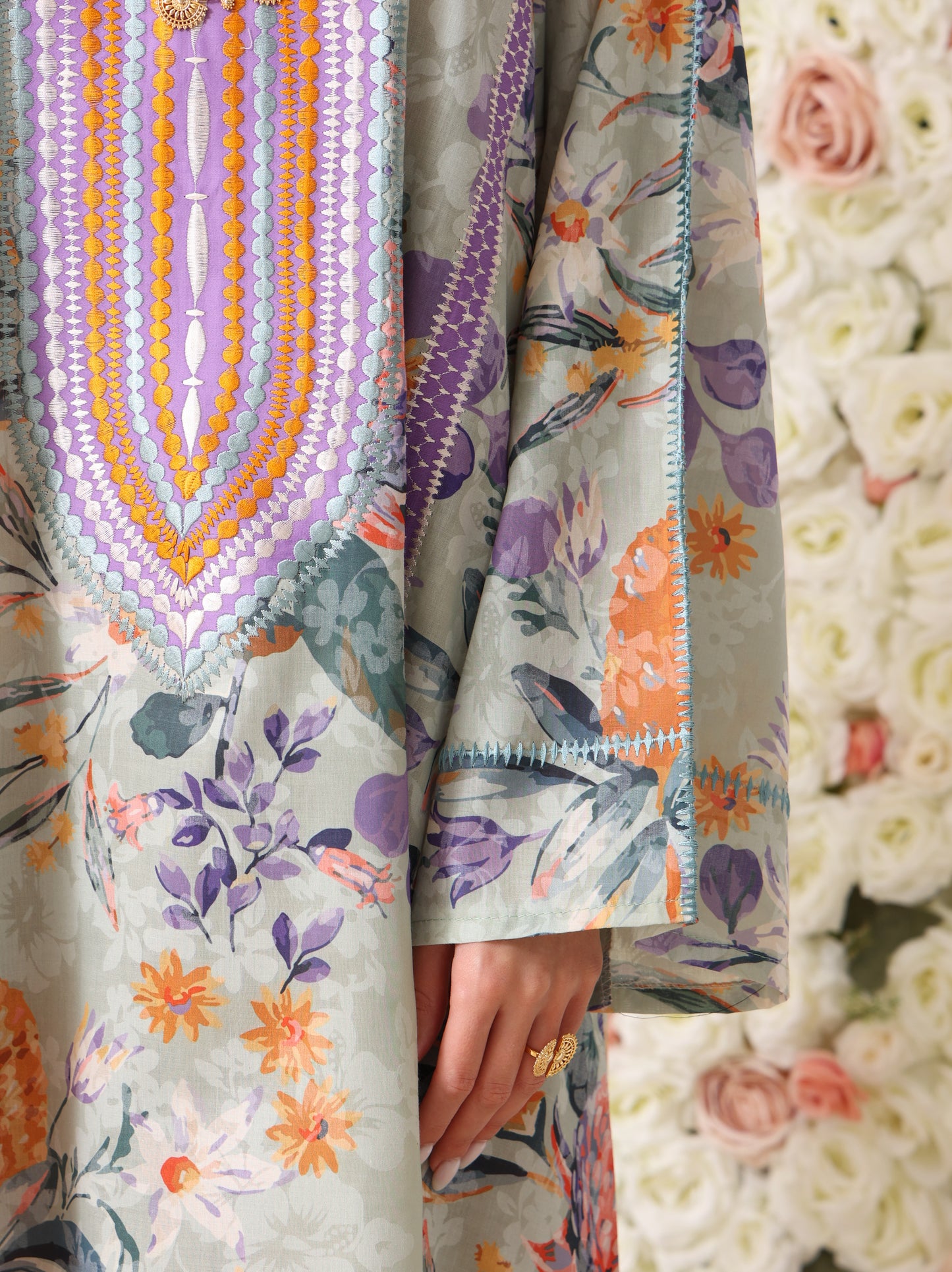 Sage & Lavender Floral Kaftan