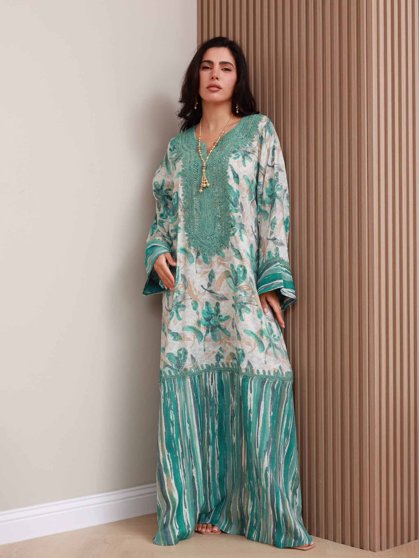 Teal Bloom Kaftan
