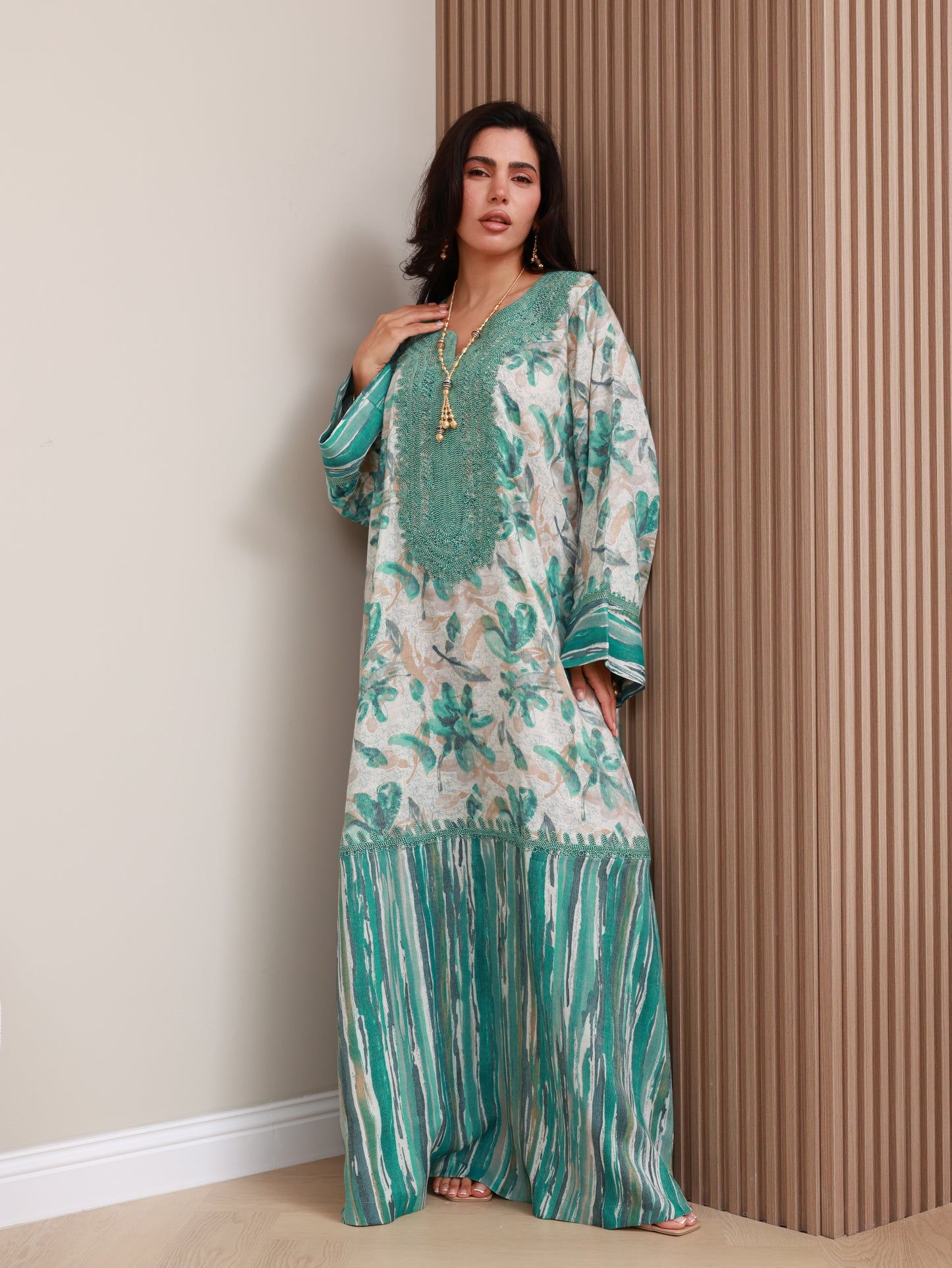 Teal Bloom Kaftan