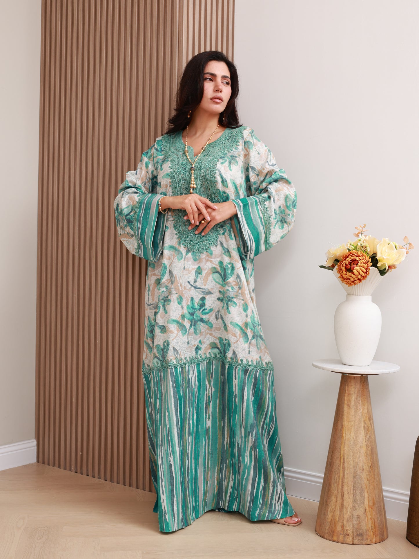 Teal Bloom Kaftan