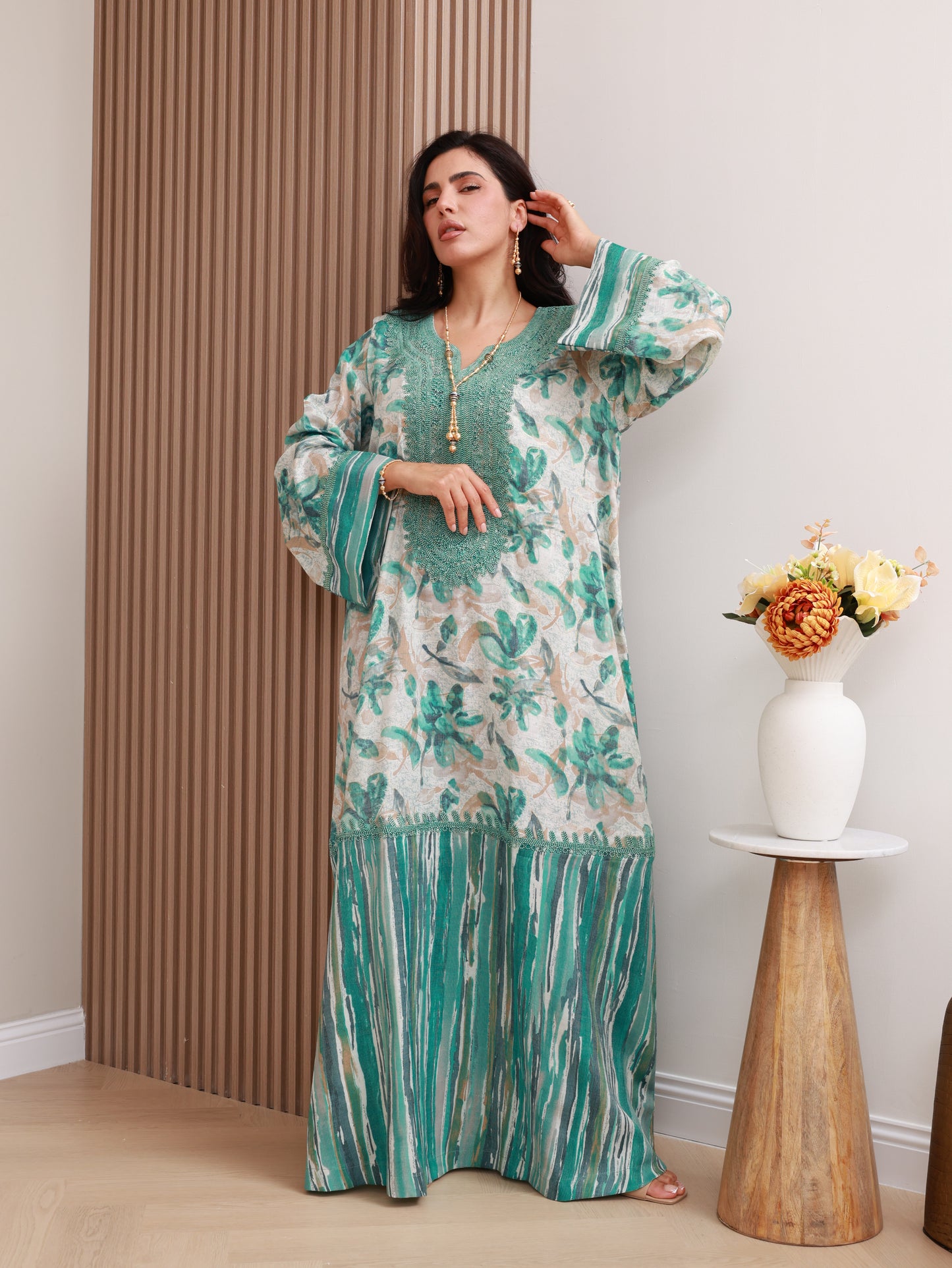 Teal Bloom Kaftan