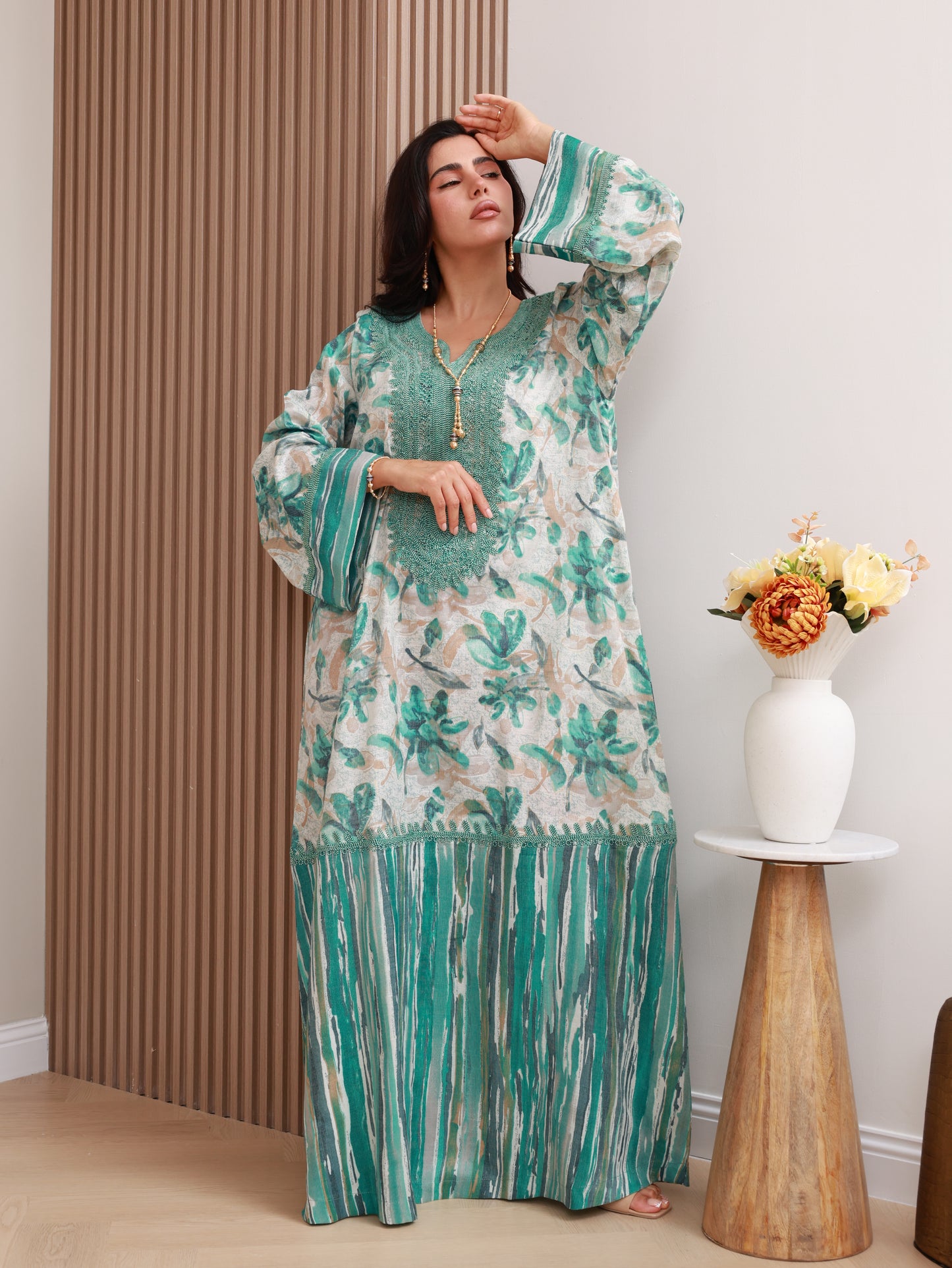 Teal Bloom Kaftan
