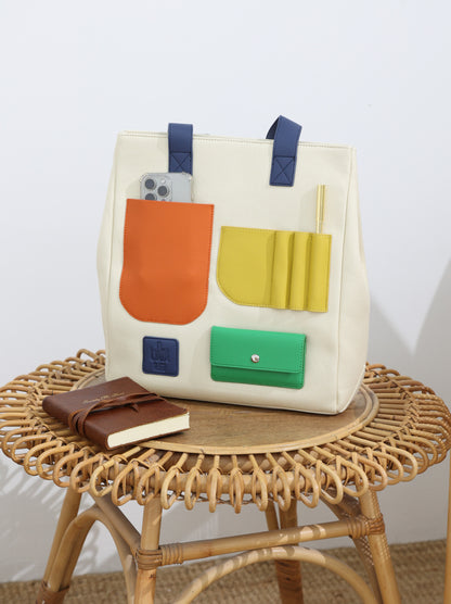 Unisex Multi Pocketed Colorful Tote Bag