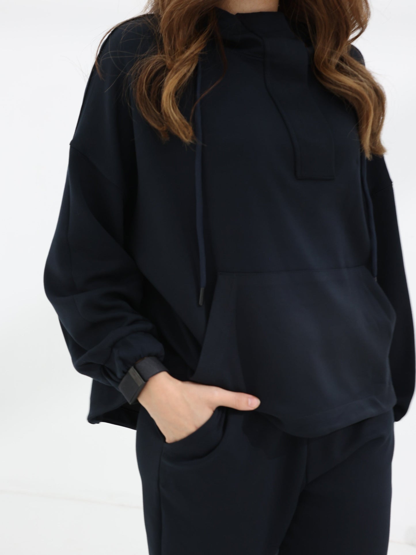 Women's Dark Blue Sleek Kint Hoodie