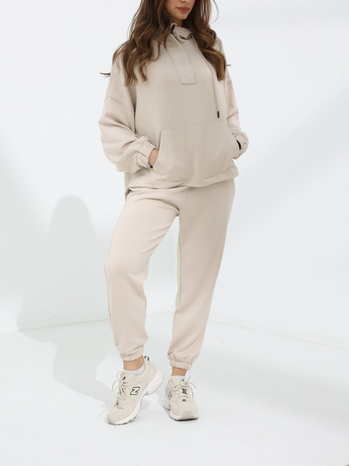 Women's Beige Sleek Kint Hoodie