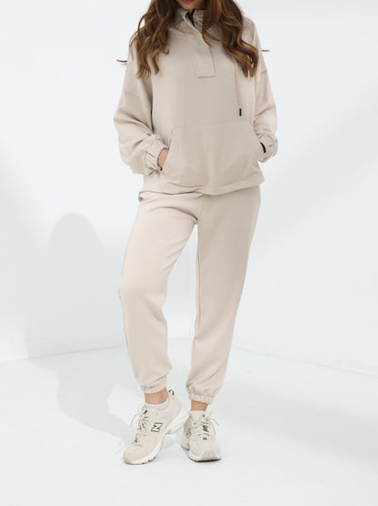 Women's Beige Sleek Kint Hoodie