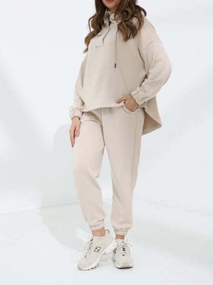 Women's Beige Sleek Kint Hoodie