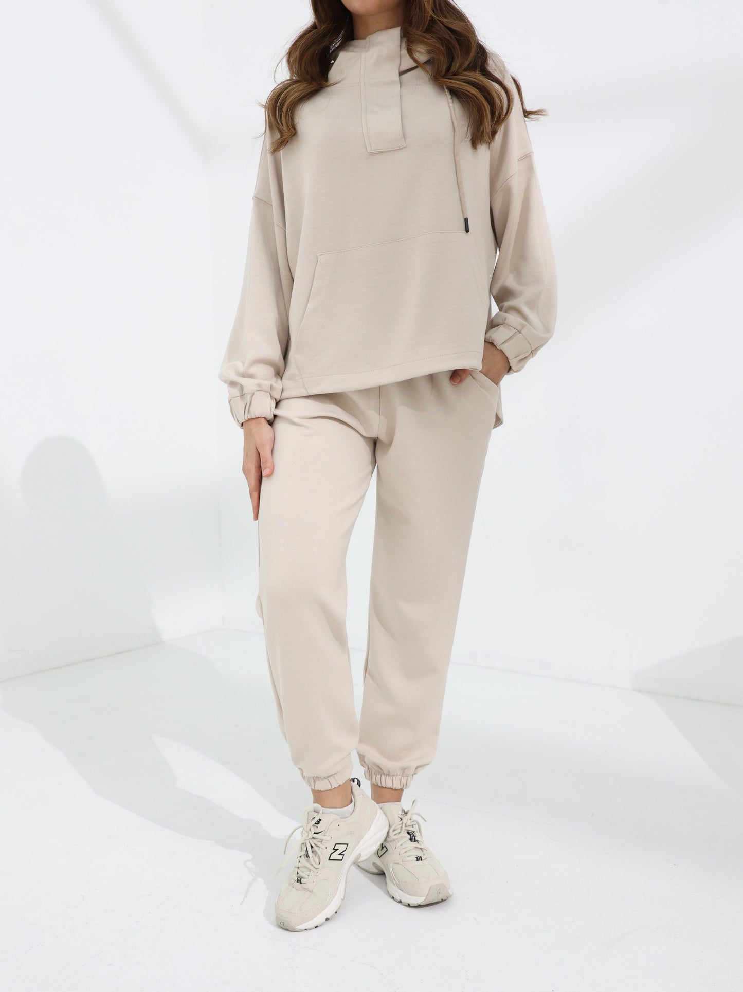 Women's Beige Sleek Kint Hoodie