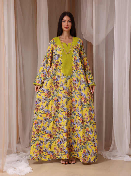 Lemon & Lavender Floral Kaftan