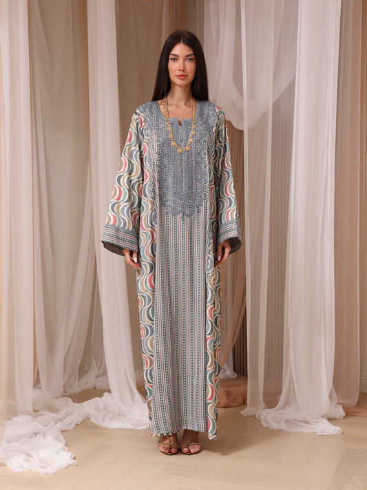 Rose Geometric Wave Kaftan