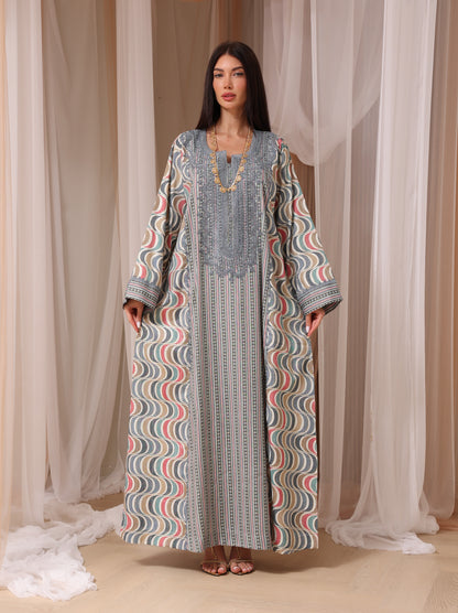 Rose Geometric Wave Kaftan