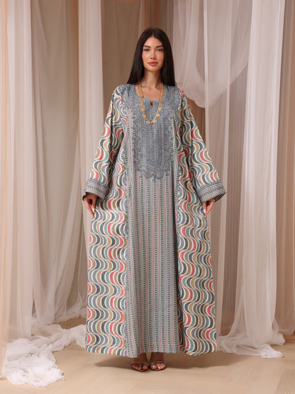 Rose Geometric Wave Kaftan