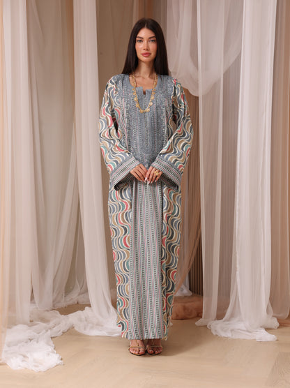 Rose Geometric Wave Kaftan