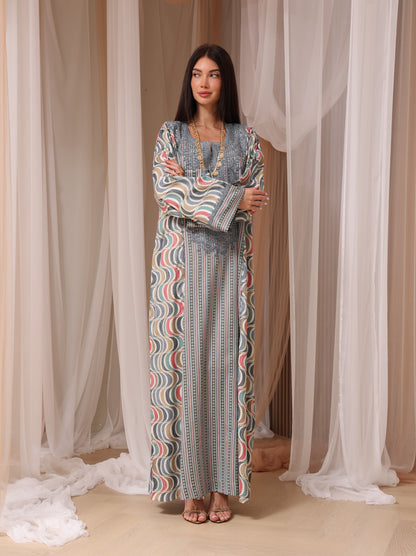 Rose Geometric Wave Kaftan