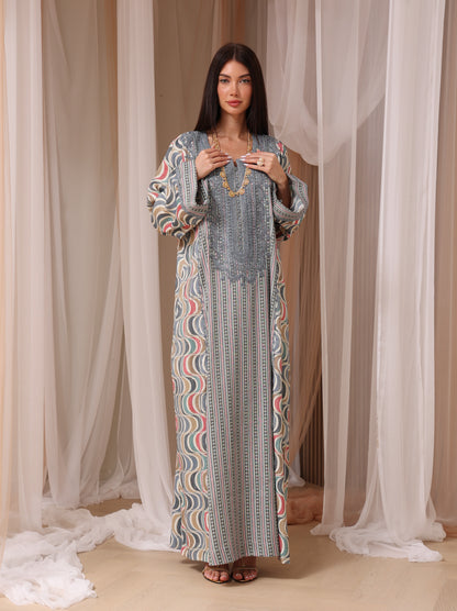 Rose Geometric Wave Kaftan