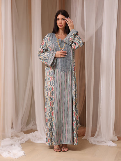 Rose Geometric Wave Kaftan