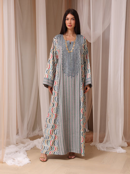 Rose Geometric Wave Kaftan