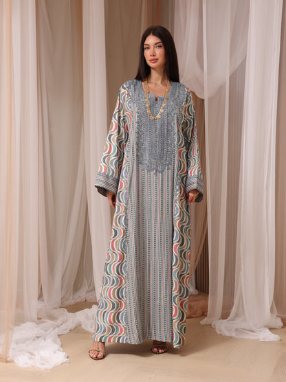 Rose Geometric Wave Kaftan