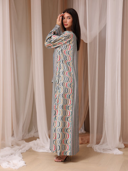 Rose Geometric Wave Kaftan