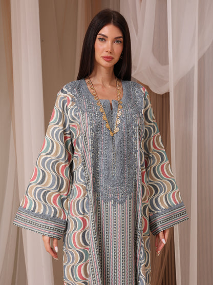 Rose Geometric Wave Kaftan