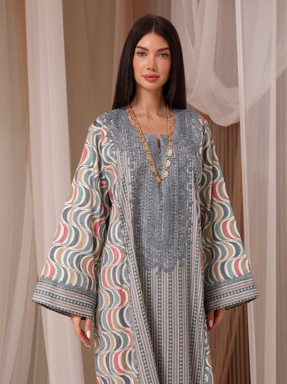 Rose Geometric Wave Kaftan