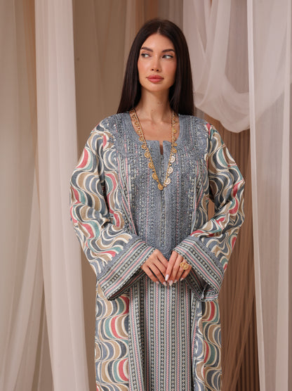 Rose Geometric Wave Kaftan