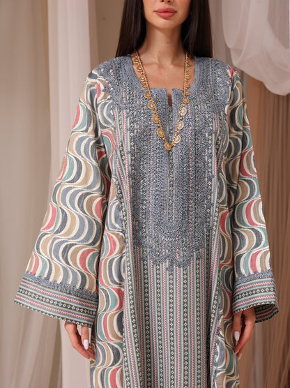Rose Geometric Wave Kaftan