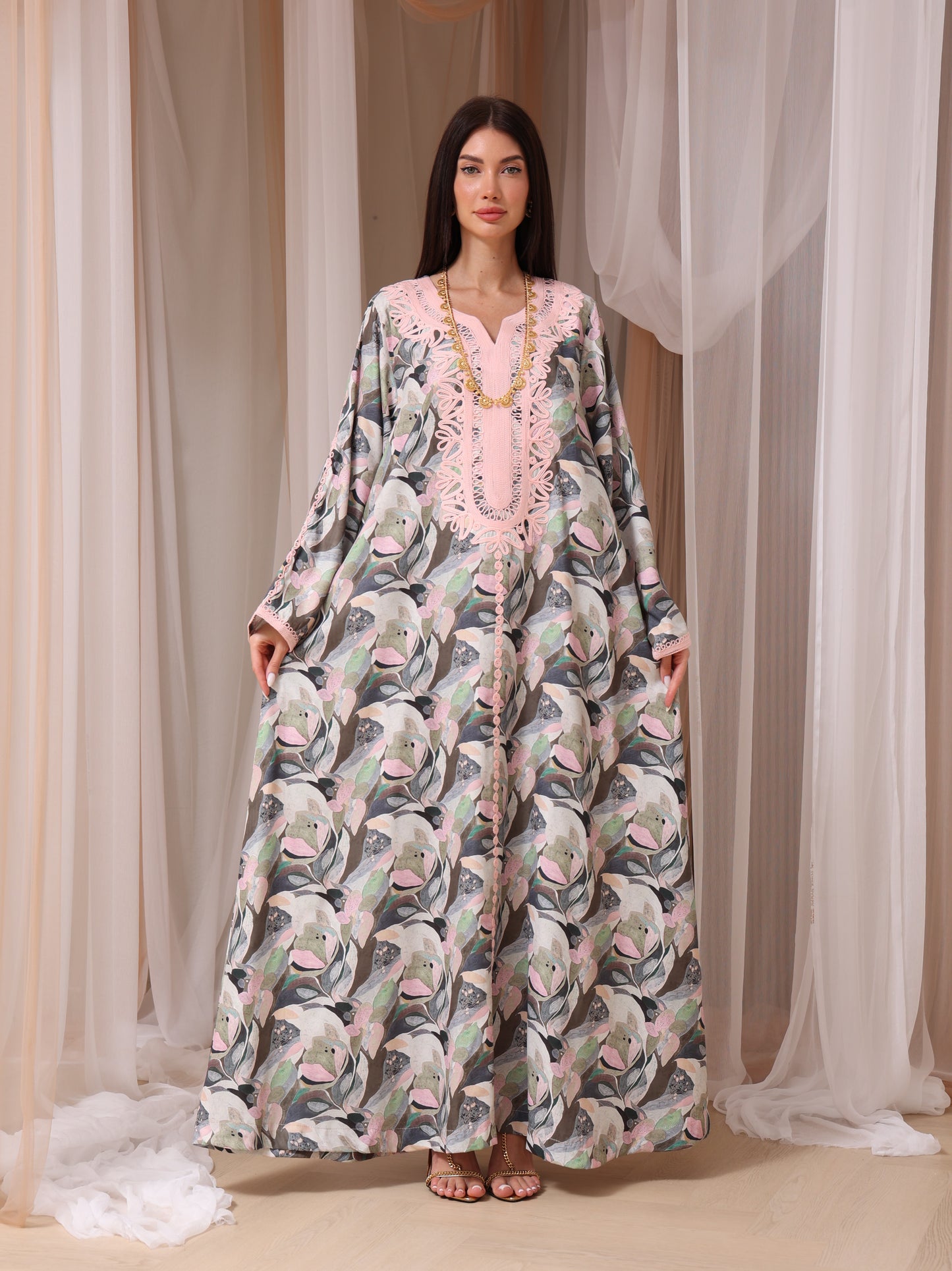 Slate Abstract Petal Kaftan