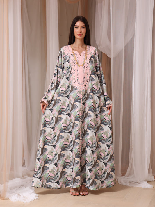 Slate Abstract Petal Kaftan