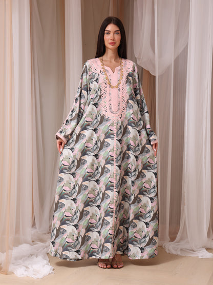 Slate Abstract Petal Kaftan