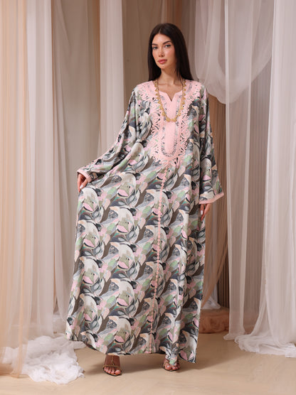 Slate Abstract Petal Kaftan