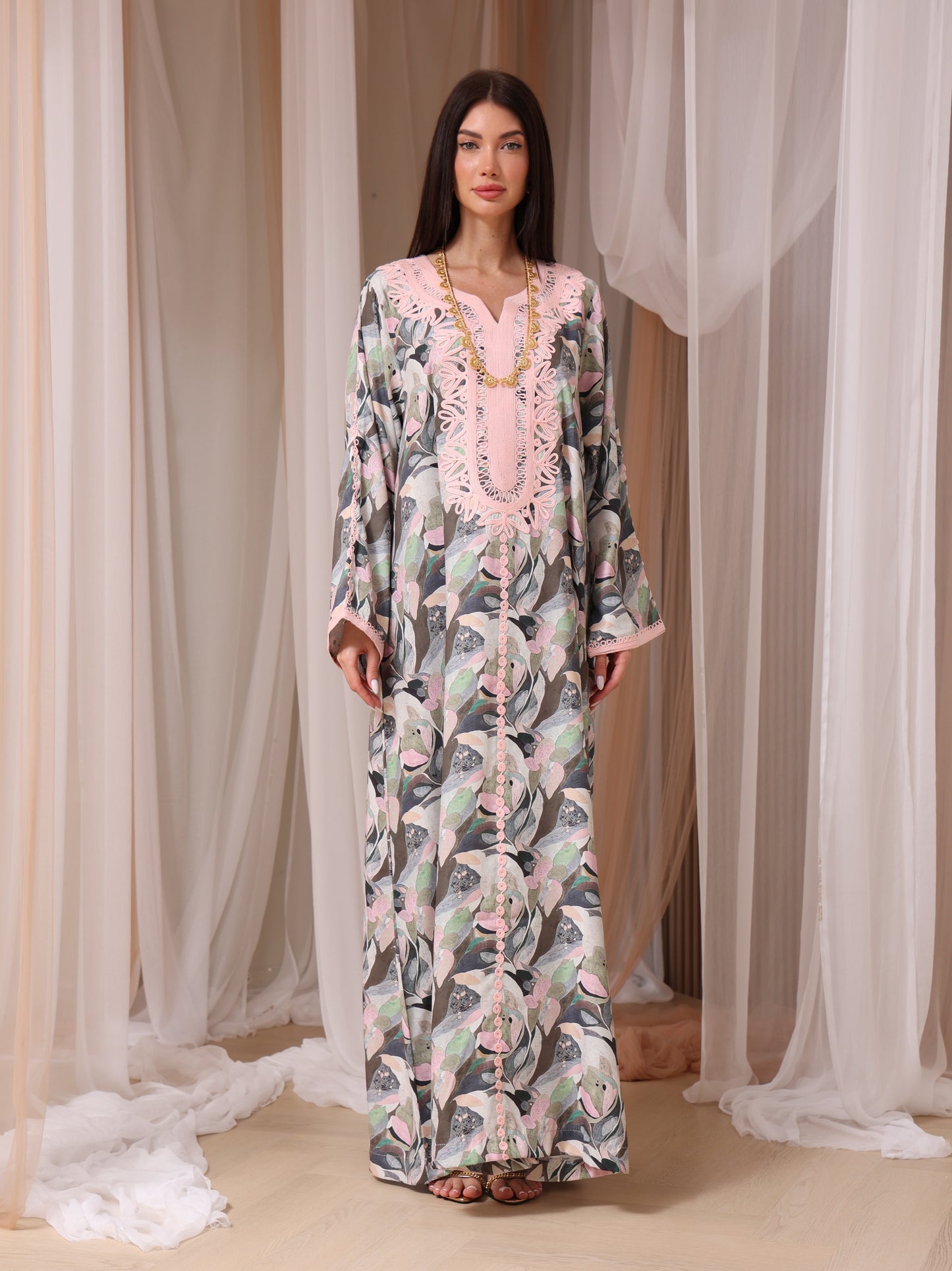 Slate Abstract Petal Kaftan