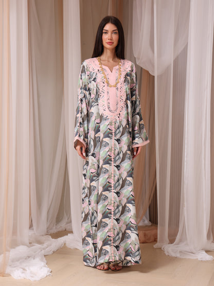 Slate Abstract Petal Kaftan