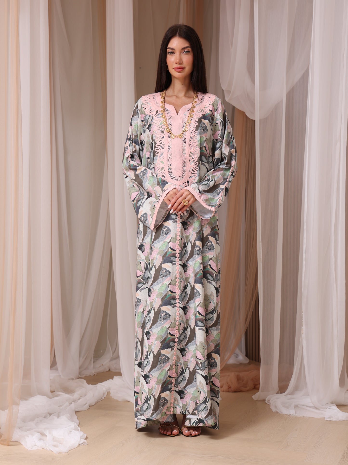Slate Abstract Petal Kaftan
