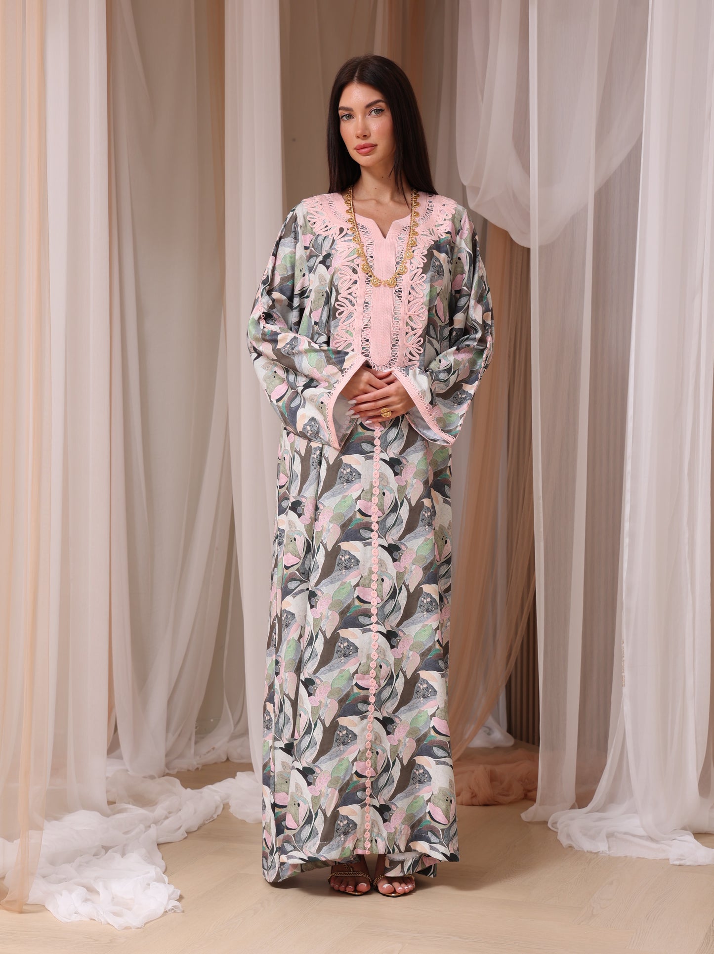 Slate Abstract Petal Kaftan