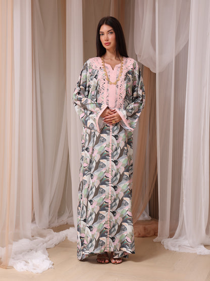 Slate Abstract Petal Kaftan