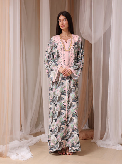 Slate Abstract Petal Kaftan
