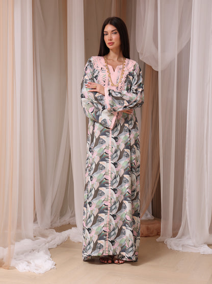 Slate Abstract Petal Kaftan