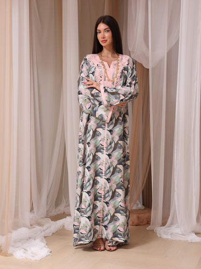 Slate Abstract Petal Kaftan