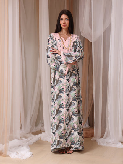 Slate Abstract Petal Kaftan