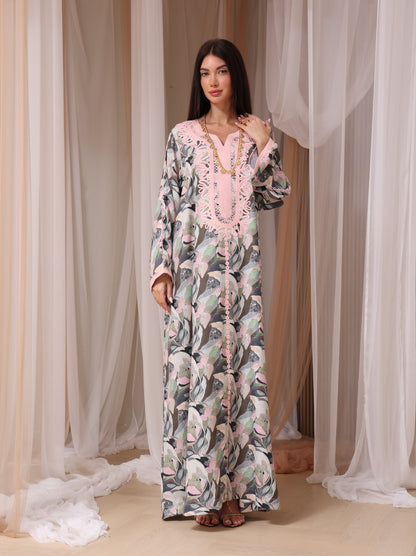 Slate Abstract Petal Kaftan