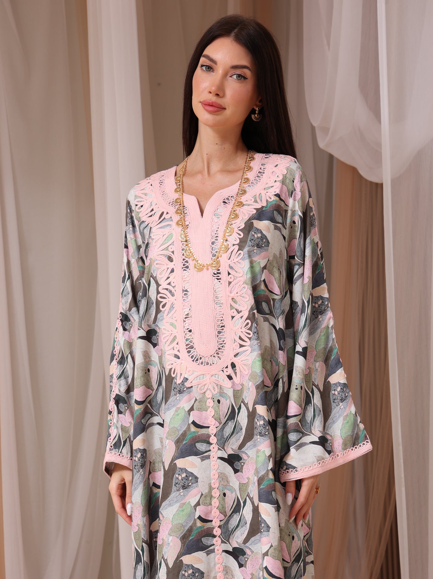 Slate Abstract Petal Kaftan