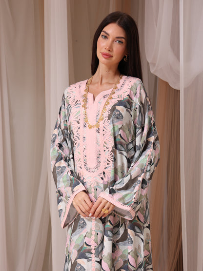 Slate Abstract Petal Kaftan