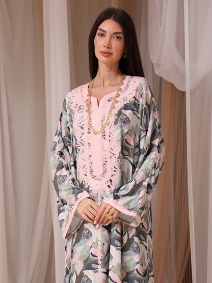 Slate Abstract Petal Kaftan