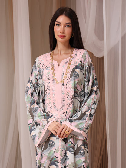 Slate Abstract Petal Kaftan