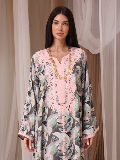 Slate Abstract Petal Kaftan