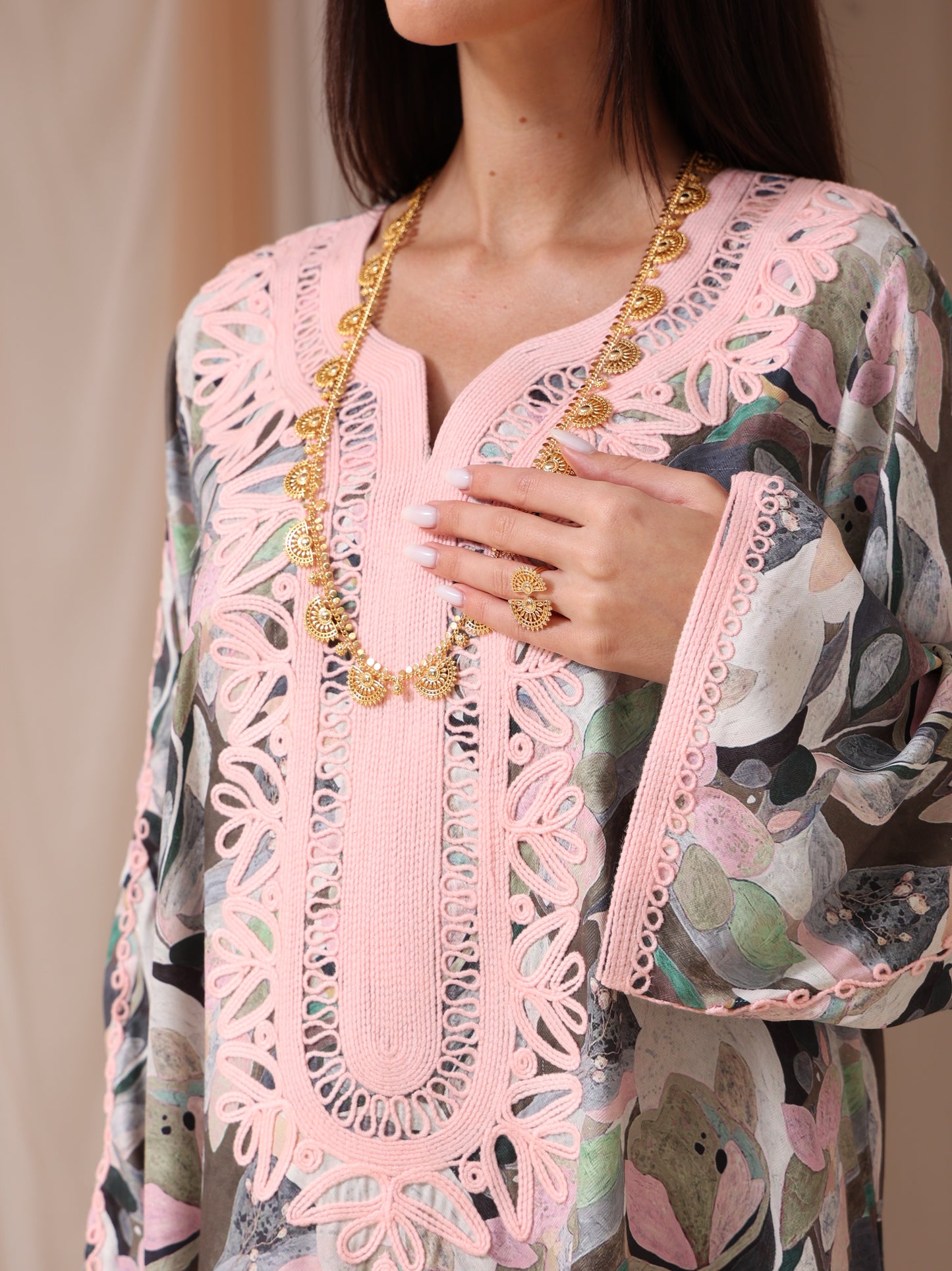 Slate Abstract Petal Kaftan