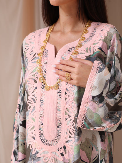 Slate Abstract Petal Kaftan